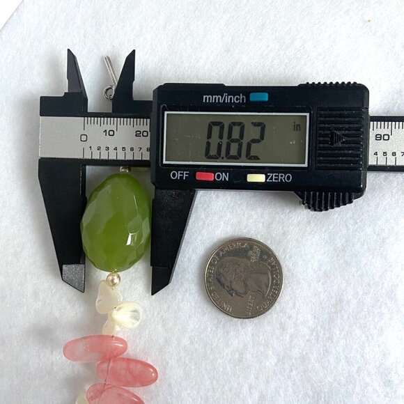 Sterling Silver 925 Beaded Oval Faceted Chrysoprase MOP & Pearl Necklace 17.5" - Picture 14 of 16